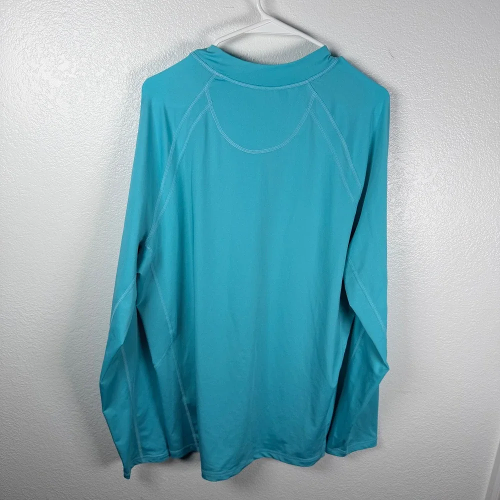 Tommy Bahama Relax UV Tech Rash Guard Large Blue UPF 30 TR215945 Fishing Sun